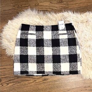 NWT Black + White Check Tweed Mini Skirt